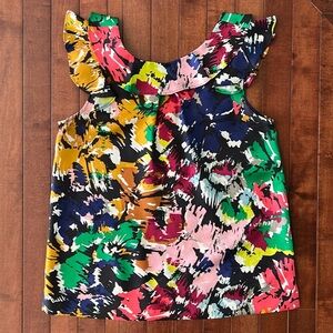 J. Crew Women's Colorful Sleeveless Silk Blouse Size Small